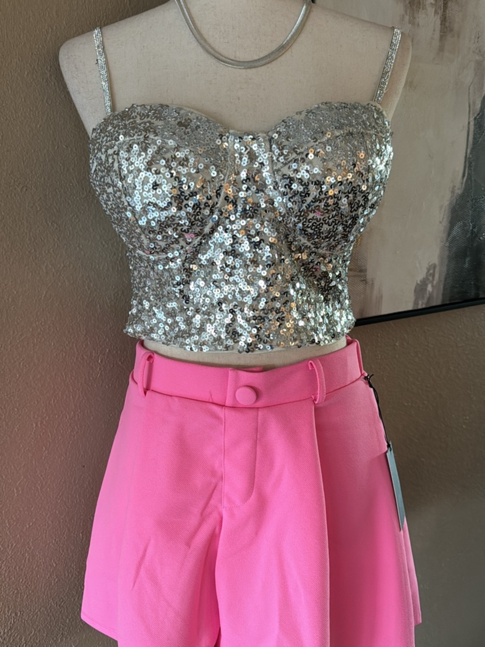 High-Rise Pink Women’s Tailored Shorts
